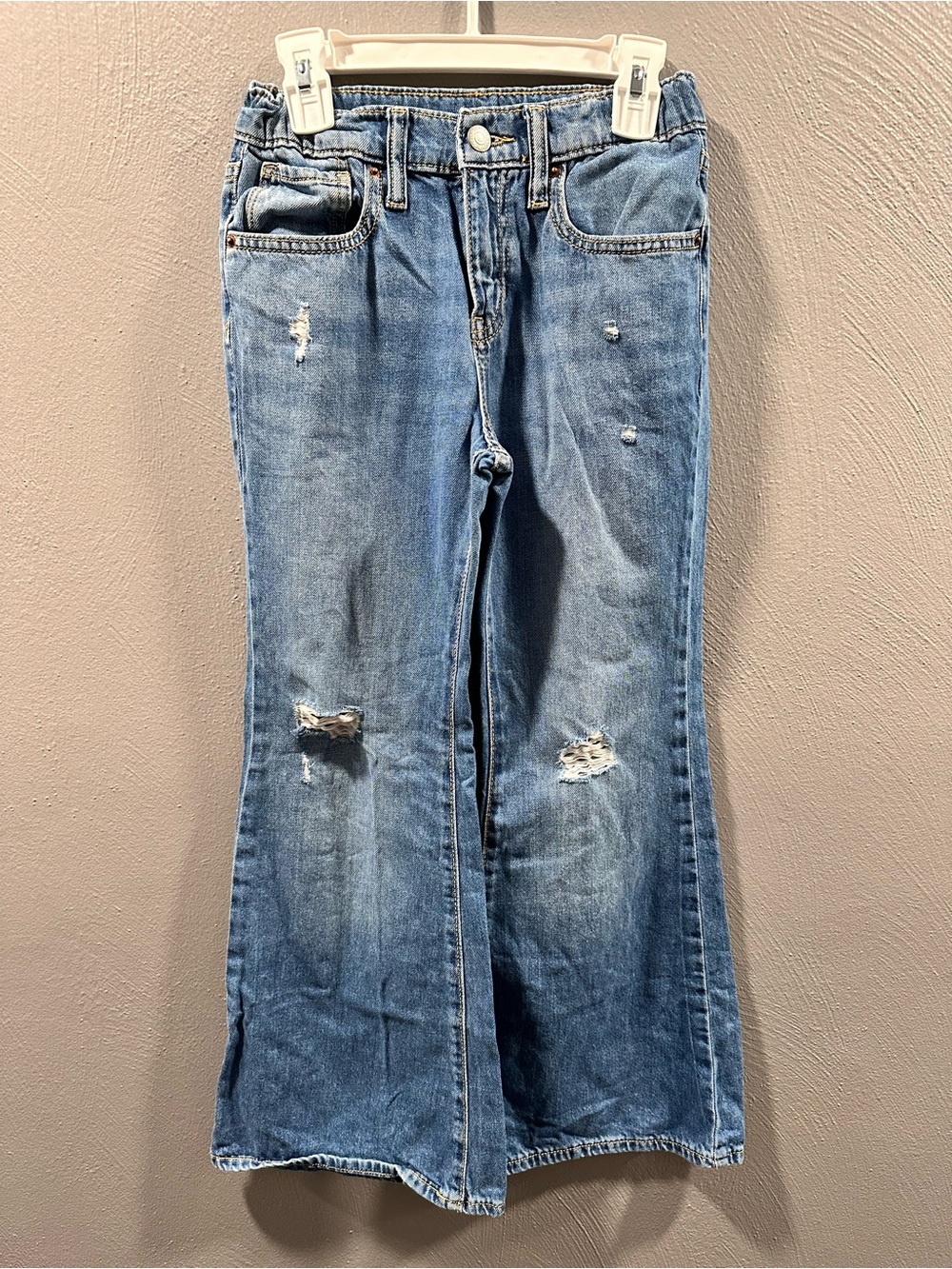 Old Navy Girls Light Blue Distressed Flare Jeans
